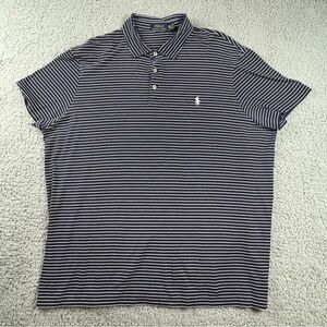 Polo Ralph Lauren Polo Shirt Mens Sz XXL Blue White Strip Short Sleeve